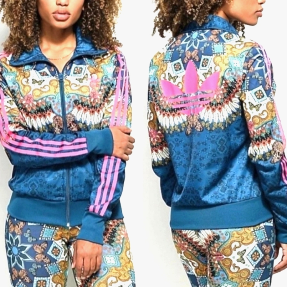 ADIDAS × FARM RIO Blue BORBOMIX Collector ZIPS Track Jacket & Leggings SET NWT S